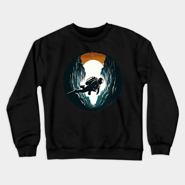 Vintage Cave Diving Adventure Crewneck Sweatshirt by TomFrontierArt